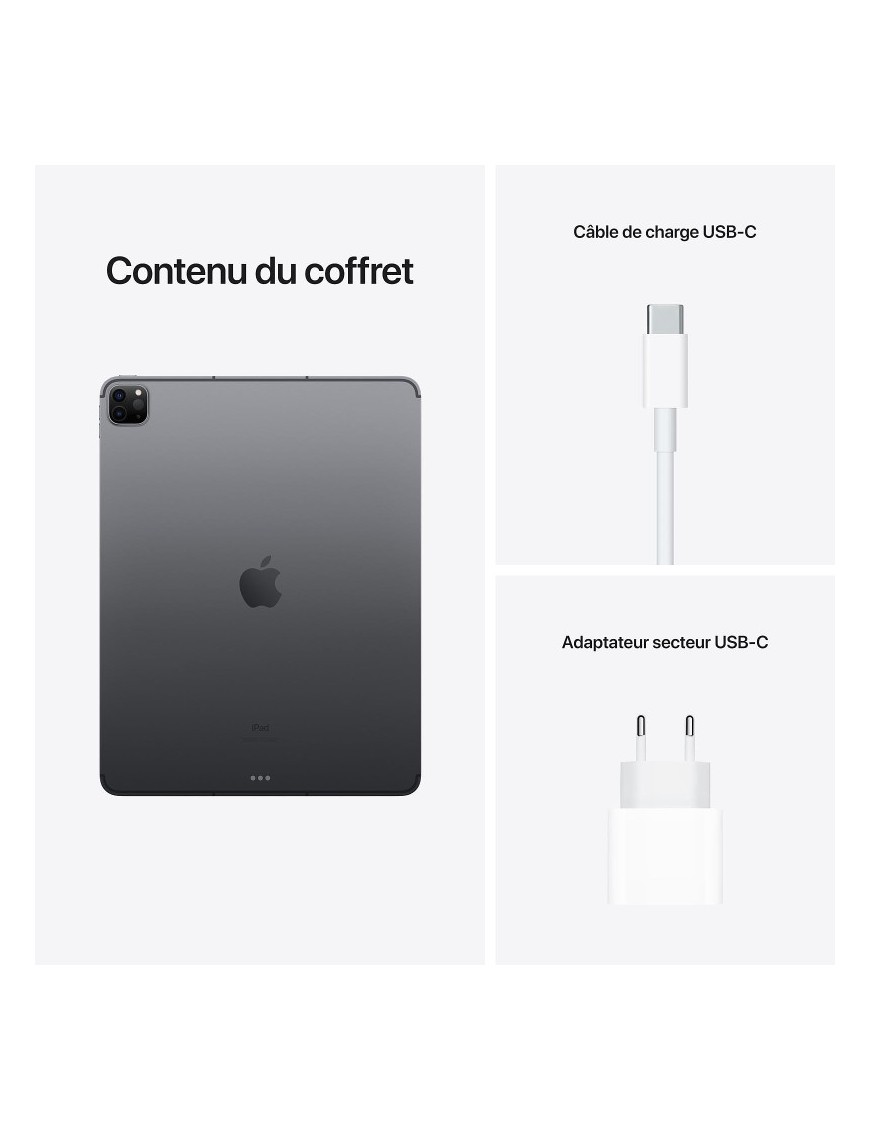 iPad Pro Apple Wifi+Cellular, 12,9" - 5G - 128Go - Grey -tunisie-sousse