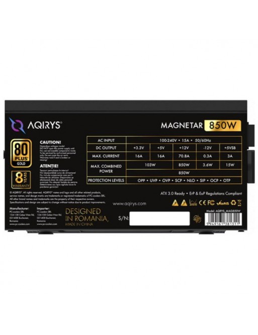 Bloc Alimentation AQIRYS MAGNETAR 850W - Black - Tunisie-Sousse