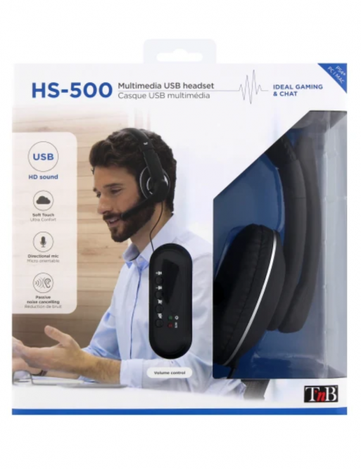 Micro Casque T'nb multimédia HS-500 - Filaire -  Pour Call Center-Tunisie-Sousse
