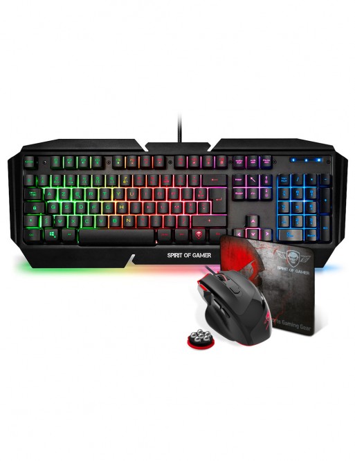 Pack Clavier semi mécanique Pro-K5, souris RGB et tapis pour