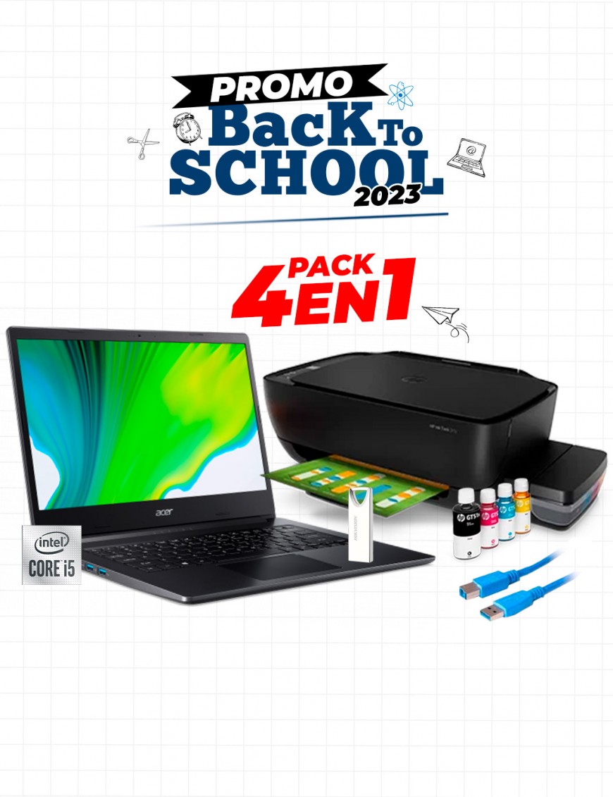 Pack Bundle 4EN1: Pc Portable ACER Aspire 3 I5 10ème Gén.- 12 Go - 1To+ 512Go SSD + Imprimante HP à Réservoir Intégré- Tunisie -