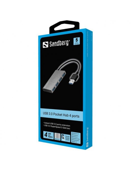 HUB SANDBERG 133-88 USB 3.0 Pocket Hub 4 ports