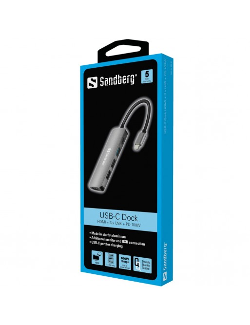 Station D'Accueil SANDBERG USB-C DOCK HDMI+3XUSB