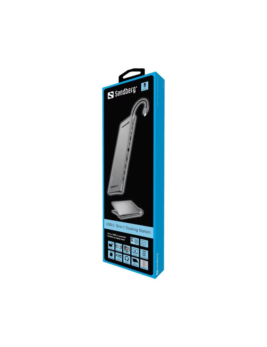 Station D'Accueil SANDBERG DOCK USB-C 10 IN 1