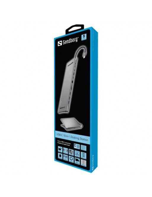 Station D'Accueil SANDBERG DOCK USB-C 10 IN 1