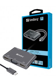 Station D'Accueil SANDBERG USB-C Dock 2xHDMI+1xVGA+USB+PD