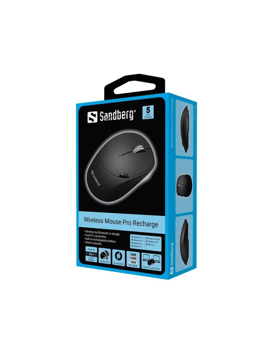 Souris SANDBERG Sans Fil  PRO 631-02 Rechargeable - Noir