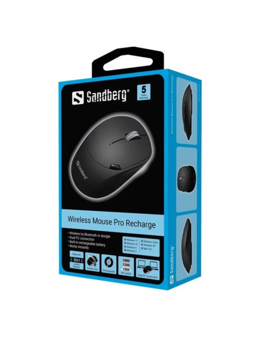 Souris SANDBERG Sans Fil  PRO 631-02 Rechargeable - Noir