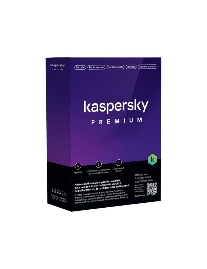 Antivirus KASPERSKY PREMIUM SLIM SIERRA MAG - 5 POSTES - 1AN-sousse-tunisie