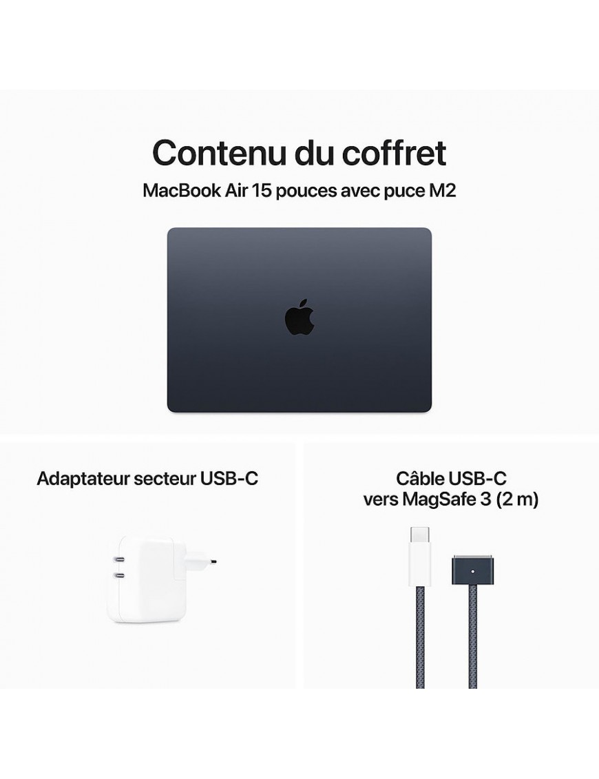 MacBook Air 15" Apple M2 chip 'with 8 core CPU and 10 core GPU 256GB - Midnight - tunisie-sousse