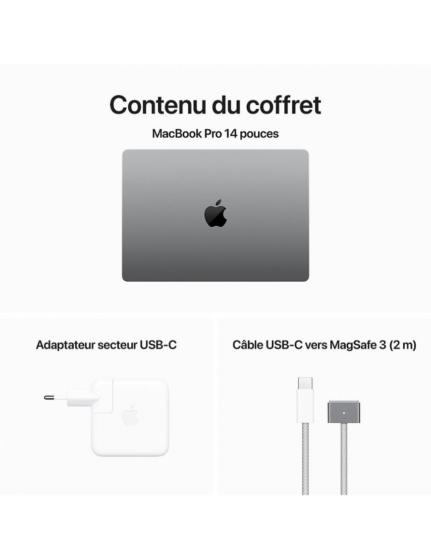 MacBook Pro 14" Apple M3 chip 'with 8 core CPU and 10 core 8Go GPU 512GB SSD - Space Grey - tunisie-sousse