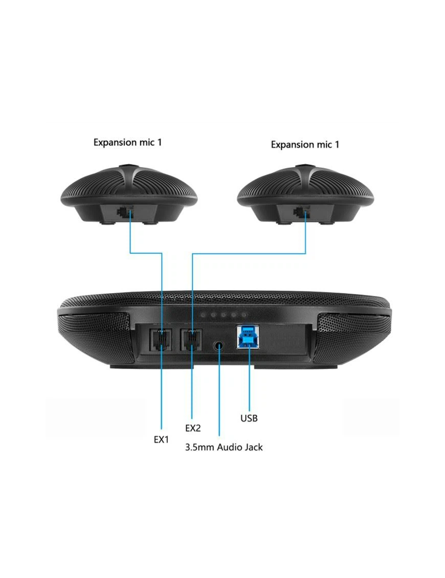 Haut-Parleur Microphone USB conférence Tenveo TEVO-A3000EX , avec 2 microphones externes en option pour une couverture de 8 m-So