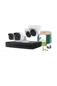 HomeSafe 4h.5- Pack de Vidéosurveillance Complet HIKVISION HiLook    DVR HD + 4 cameras 5MP   avec  accessoires